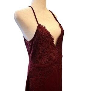 Y2K Whimsigoth Burgundy Slip Dress Sheer Lace Dark Fairy Romantic Witchy Vamp XL